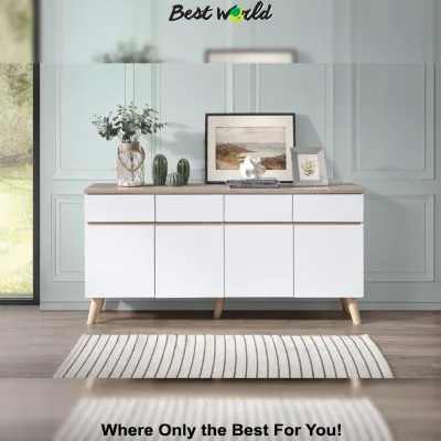 Elegant Taro Multi-Purpose Sideboard with 4 Drawers and 4 Doors - RZ 1027-MPC (White + Sonoma Oak / Columbia Walnut)