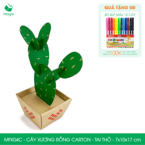 MFK04C - 7x10x17 cm - Cây xương rồng lắp ráp bằng giấy carton để bàn trang trí bộ xếp hình sáng tạo