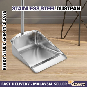 [1PC] Encora Stainless Steel Dustpan With Long Handle Garbage Shovel Skop Sampah Penyodok Sampah Besi 簸箕 Floor Scoop