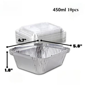 10PCS Dessert Packaging Aluminum Foil With Lid Cup Valentines Day Round Heart Rectangle Pastry Cups For Baking Take Out Packaging