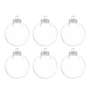 KSHU7 6Pcs Fillable Clear Plastic Christmas Ball 6/8/10cm PET Plastic Bauble Home Decorations DIY Xmas Tree Hanging Ornaments New Year