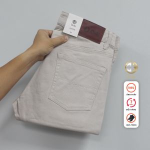 Quần Kaki Jean Màu Ghi sáng DKA-11 Quần Kaki Nam dáng ôm đứng Chất vải co giãn thoáng mát - DOKI