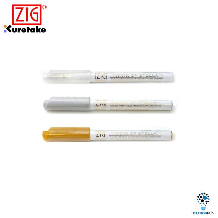 Zig Kuretake Memory System | Wink of Stella - Gold, Silver, Clear