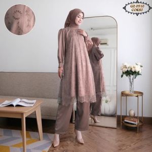 LAURAA ONE SET BRUKAT Setelan Celana Brukat Tille / Setcel Brukat Remaja / Setcel Brukat Jumbo