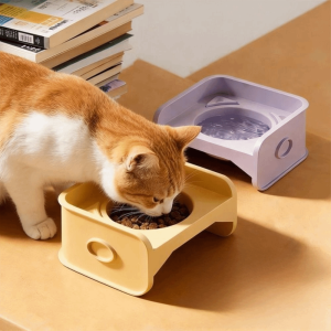 OOC Leak-Proof Elevated Cat Bowl Removable Anti-Spill Pet Feeding Dish High Quality Square Dog Food Container For Cats