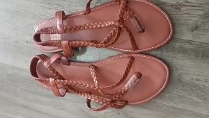 [Free Shipping] WomenS Summer New Style Solid Color Woven Elastic Strap Flip-Flop Flat Sandals For Outdoor Wear