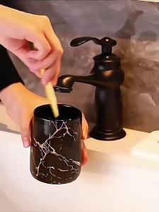 Creative Plated Marble Ceramic Mouthwash Cup Home Couple Toothbrush Holder Ceramic Mouthwash Cup Bathroom Accessories