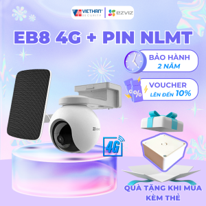 Camera EZVIZ EB8 sử dụng sim 4g không dùng wifi tích hợp pin sạc kèm tấm pin NLMT xoay 360 độ  ban đêm có màu