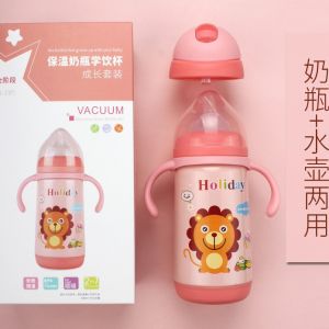 [ Hot Sale Items ] China Shipping 304 Sippy Cup with Straw Milk Bottle Multi-use Stainless Steel Vacuum Insulated Baby Bottle with Handle k1