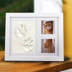 NEXTYOO Khuôn đất sét Bộ tưởng niệm dấu chân thú cưng Khung ảnh Quà lưu niệm cho thú cưng Khung ảnh lưu giữ dấu chân Trang trí Khung ảnh in hình dấu chân Thú cưng