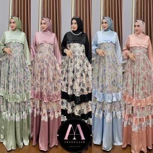 gamis bahan shimer print tingkat terbaru by khasanah store46