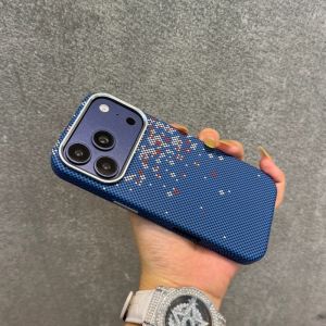 Hard PC Case Camera Lens Armor For Magsafe Phone Cover for iPhone 18 17 Pro Max Cherry Blossom Petals Carbon Fiber Texture Shell