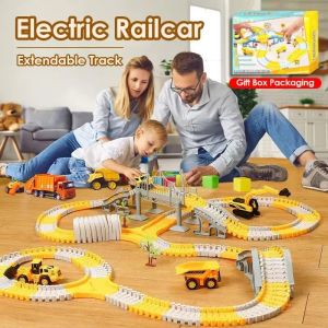 Kids Electric Track Toy Engineering Mini Car Set Puzzle Boy Toys Track Car Train Toys for Children
