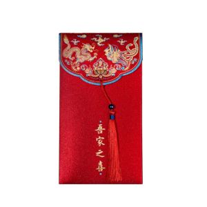 Traditional Chinese Wedding Red Envelope with Tassel Money Packets Blessing Red Packet Hongbao Wedding Gifts Exquisite Bronzing Wedding Supplies