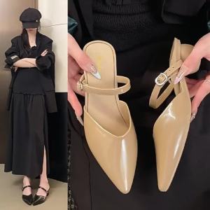 [Free Shipping] New Pointed-Toe Wedge WomenS Shoes Fashionable Solid Color PVC Sandals For Outdoor Wear Spring-Summer Style One-Strap WomenS Sandals