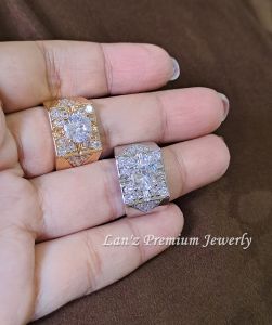 Cincin Pria Berlian Sultan RA2 Kristal Titanium 22K Emas & Perak