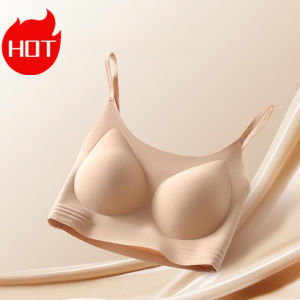 【SINGABRALETTE】Women Seamless Foundation Bra Wireless Thin Fixed Cup Invisible Tank Top Comfortable Gathering Brassiere