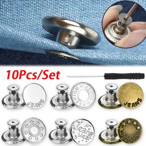 MODERNLUX 10Pcs/pack With Screwdriver Jeans Buttons Nail Free Clothing Pants Waist Extenders Button Detachable Sewing Accessories Waist Buckle Jeans