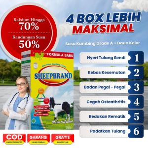 PAKET 4 BOX Sheepbrand Susu Kambing Etawa Rasa Original - Tinggi Kalsium Atasi Nyeri Sendi & Rematik
