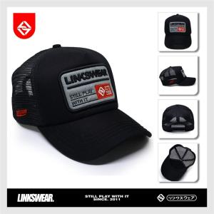 LINKSWEAR Topi Jaring Pria Trucker Hat Jaring Pria Dewasa Full Black New LTTFBA091