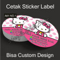 (A61) isi 290pcs Cetak  sticker chromo  cutting bulat hello kitty -  sticker logo sendiri - logo sticker bebas - cetak logo custom - label sticker - sticker jualan -stiker design sendiri - stiker murah - stiker design suka suka - stiker logo cetak. 