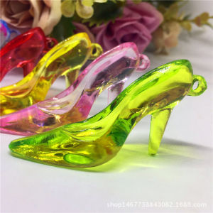 [Free Shipping] Acrylic Cinderella Crystal High-Heeled Shoes Transparent Plastic Pendant DIY Bead Stringing Kit ChildrenS Play House Toy
