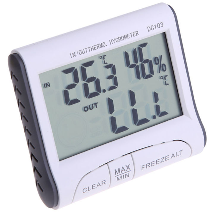 DC103 Digital LCD Temperature Humidity Meter Clock Hygrometer ...