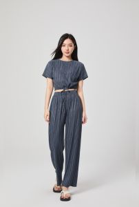 【 Tops+Pants 】Striped Print Terno Set for Women - Comfortable 2in1 Loungewear & Casual Wear