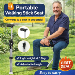 Outdoor Lightweight Foldable Walking Stick Chair Portable Folding Walking Cane Stool Chair For Elderly Lightweight Climbing Handrail