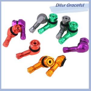 Ditur 2 x CNC motorcycle 90 degree angle wheel tire stem tubeless valve aluminum