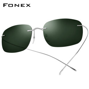 FONEX Rimless Titanium Sunglasses Men Brand Design Ultralight Korean Japaness Style Frameless Screwless Square Polarized Sun Glasses for Women 85694