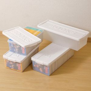 MEMGOUO Transparent Book Document Storage Box Dustproof with Lid CD Storage Box Moisture-proof Comic Album Organizer