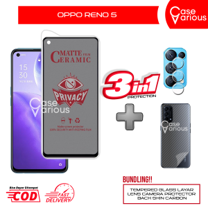 Tempered Glass Oppo Reno 5 Anti Gores Spy Matte Privacy Free Camera Lesn dan Skin Carbon