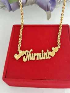 Kalung Nama Gold Titanium Lapis Emas 24k Bisa Request Nama Sendiri