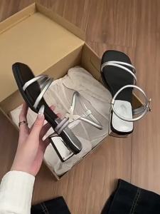 Chunky Heel Sandals For Women Summer 2026 New Style Butterfly Design Suitable For Skirts Open-Toe Roman Sandals