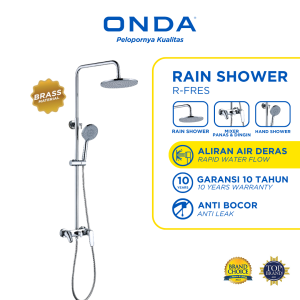ONDA Rain Shower Tiang Kamar Mandi Set 3 in 1 R-FRES Anti Karat Komplit Dengan Kran Panas Dingin Cocok Mandi Anti Bocor Full Set Sower