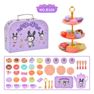 44 Pcs The little girl pretends to play with a Portable gift box tea party set tea set cookies cake game food Princess