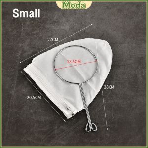 Moda Reusable Mesh Milk Tea Filter Bag With Handle Steel Ring Cotton Cloth Filter Kitchen Accessories