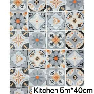 Vintage Tile Wallpaper 5m×40cm Self Adhesive Waterproof Oil‑Proof PVC Wall Sticker For Cabinet