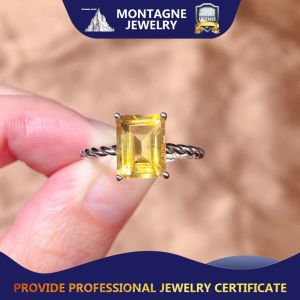 Montagne Jewelry Natural 8x10mm Citrine Ring 925 Silver Elegant Design 6 Fine Jewellery Adjustable Size Ring