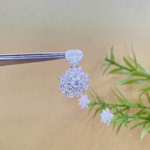 Dây chuyền bạc Ý S925  xi bạch kim kiểu mì  xoắn size 1li6 Mặt dây chuyền bạc xi kim hoa kiểu đai tim đá chủ 5mm Moissanite Mỹ D/FL Màu trắng màu xanh kiểm định GRA Vòng cổ bạc mạ vàng trắng đẹp - KIM LỘC PHÁT DM2X