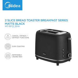Midea 2- Slice Bread Toaster Breakfast Series Matte Black