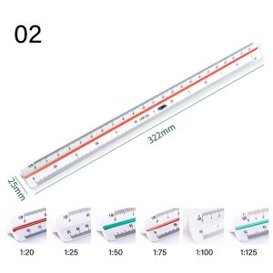 JAYQQ 30CM Student Design Ruler Drafting Tool Architect Engineer Technical Ruler Triangular Ruler Scale Ruler