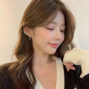 ต่างหูดูหรูหรามีระดับต่างหูคลิปติดหูชิ้นเดียวแบบใส่ติดหูข้างซ้ายข้างเดียวว