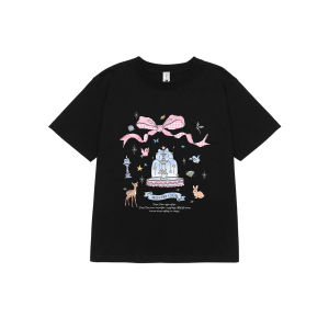 Áo thun baby tee nơ conquette xinh form ôm ABD1317 Miucho tay ngắn cổ tròn hotrend in mix