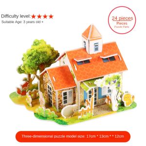 AOJU 3D ปริศนา 🏠 บ้านกระดาษของเล่นสามมิติ DIY มีเลขต่อ กระดาษอัดแน่นเรียบ ของเล่นเด็ก บ้านกระดาษ ของขวัญเด็ก บ้านเด็กเล่น ตุ๊กตากระดาษ