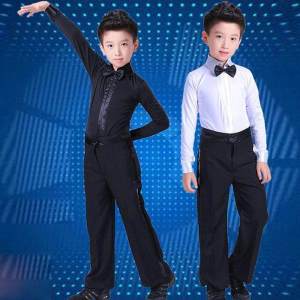 YCHION 2024 Boy Latin ballroom costume Sets children Latin Shirt+pants suit Rumba Samba Dance costume Latin dance competition clothes