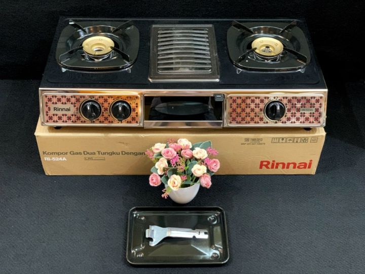 Rinai Kompor Gas Rinnai 3 Tungku + Pemanggangan Ri-524A Ri524 A Ri 524 ...