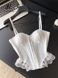 SINGREINY Embroidery Lingerie Corset Top Ladies Strap Lace Up Shapwear Flirty Camisole French Lace Ruffles Hotsweet Tank Top2026