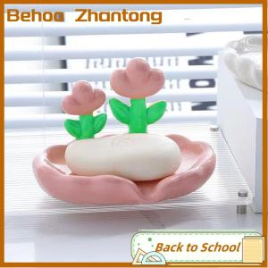 Behoo Sáng Tạo Hoa Xà Phòng Hộp Thoát Nước Non-Slip Xà Phòng Món Ăn Phụ Kiện Phòng Tắm Biển Trắng Xà Phòng Chủ Cho Nhà Tắm
